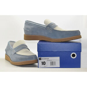 B0 Auth MARC NOLAN Abe Baby Blue Colorblock Suede Penny Loafers Size 10 D $145